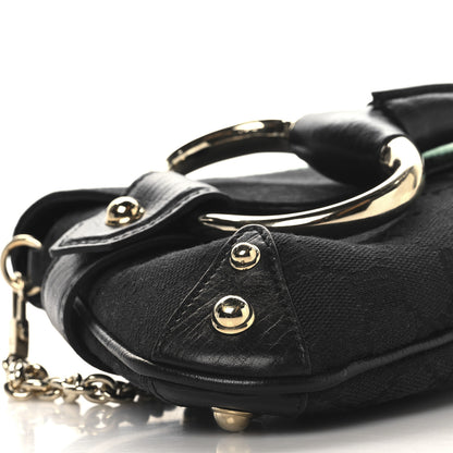 Gucci Monogram Web Horsebit Chain Clutch Black 9 of 11