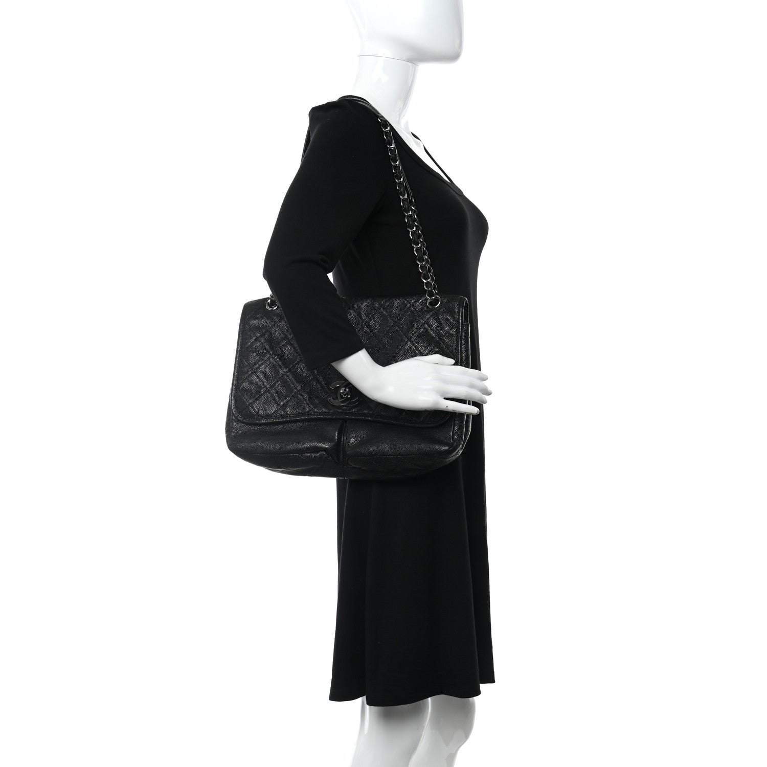 Chanel Grained Calfskin Large Natural Beauty Flap Black 2 of 10