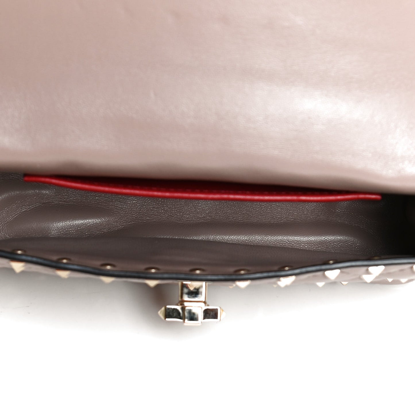 Nappa Small Rockstud Spike Shoulder Bag Poudre