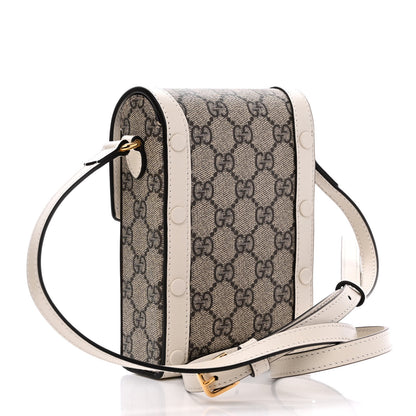 Gucci GG Supreme Monogram Azalea Calfskin Mini Horsebit 1955 Crossbody Bag Beige Ebony Mystic White 3 of 11