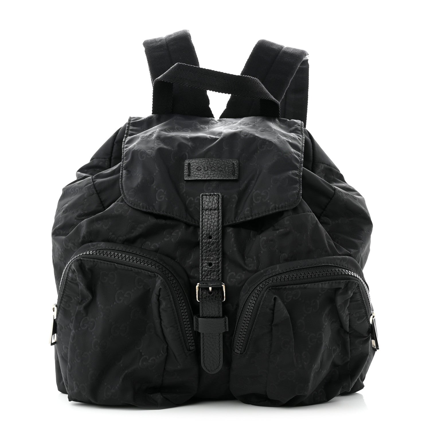 Gucci Nylon Monogram Small Single Buckle Backpack Black 1 of 10