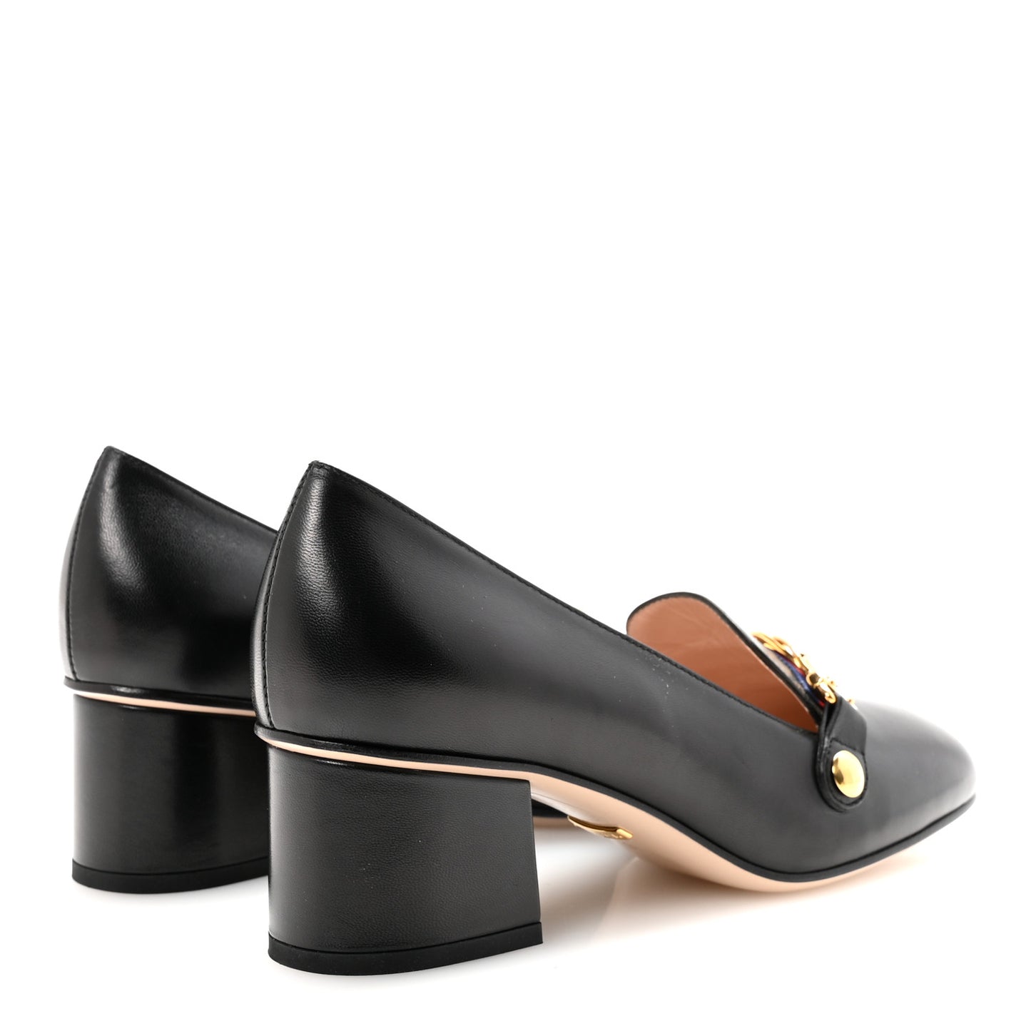Malaga Kid Sylvie Web Chain Mid Heel Loafers 36.5 Black