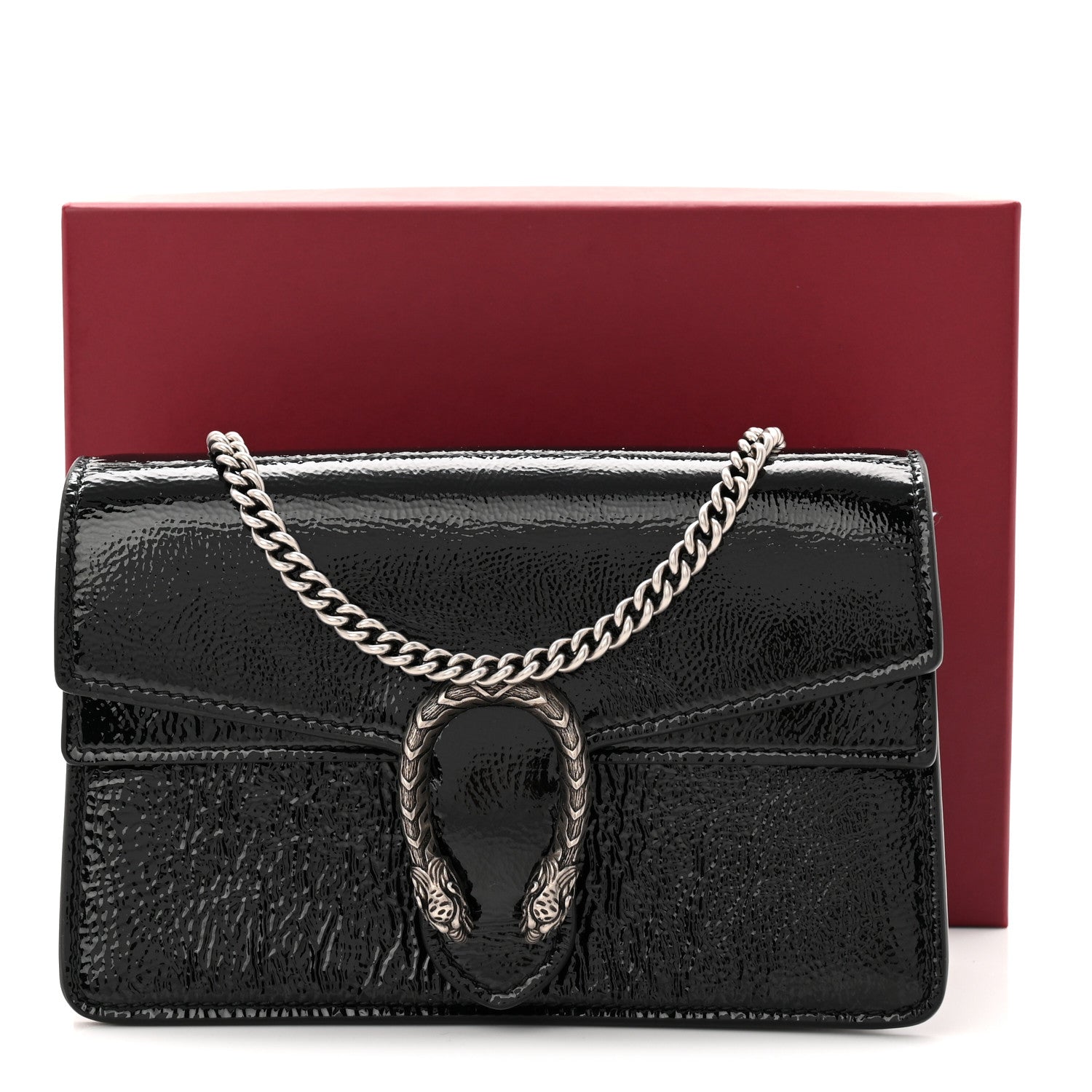 Gucci Crinkled Patent Super Mini Dionysus Shoulder Bag Black 11 of 11