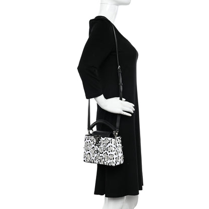 Louis Vuitton Calfskin Sequin Mini Capucines Black White 2 of 9