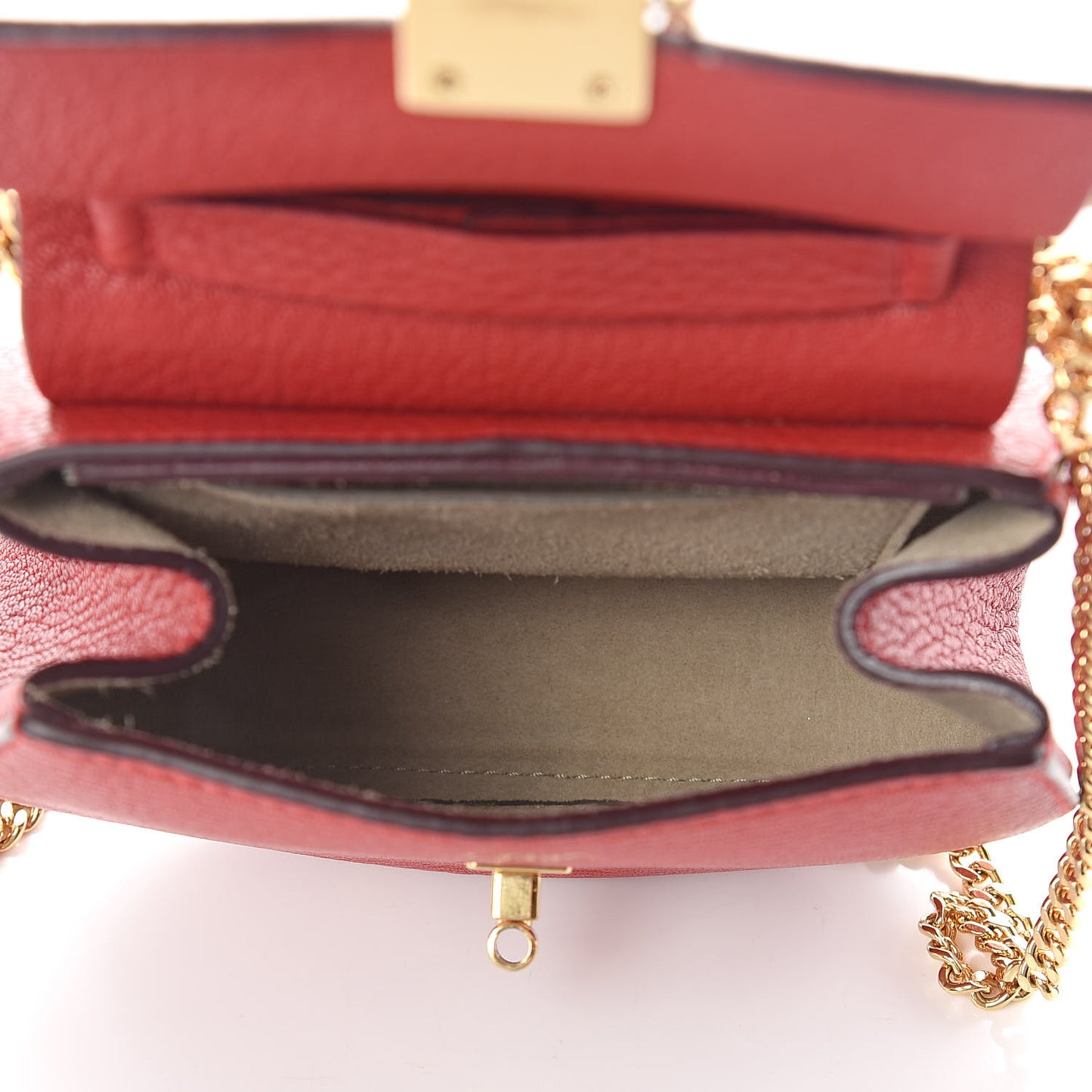 Grained Lambskin Nano Drew Shoulder Bag Plaid Red