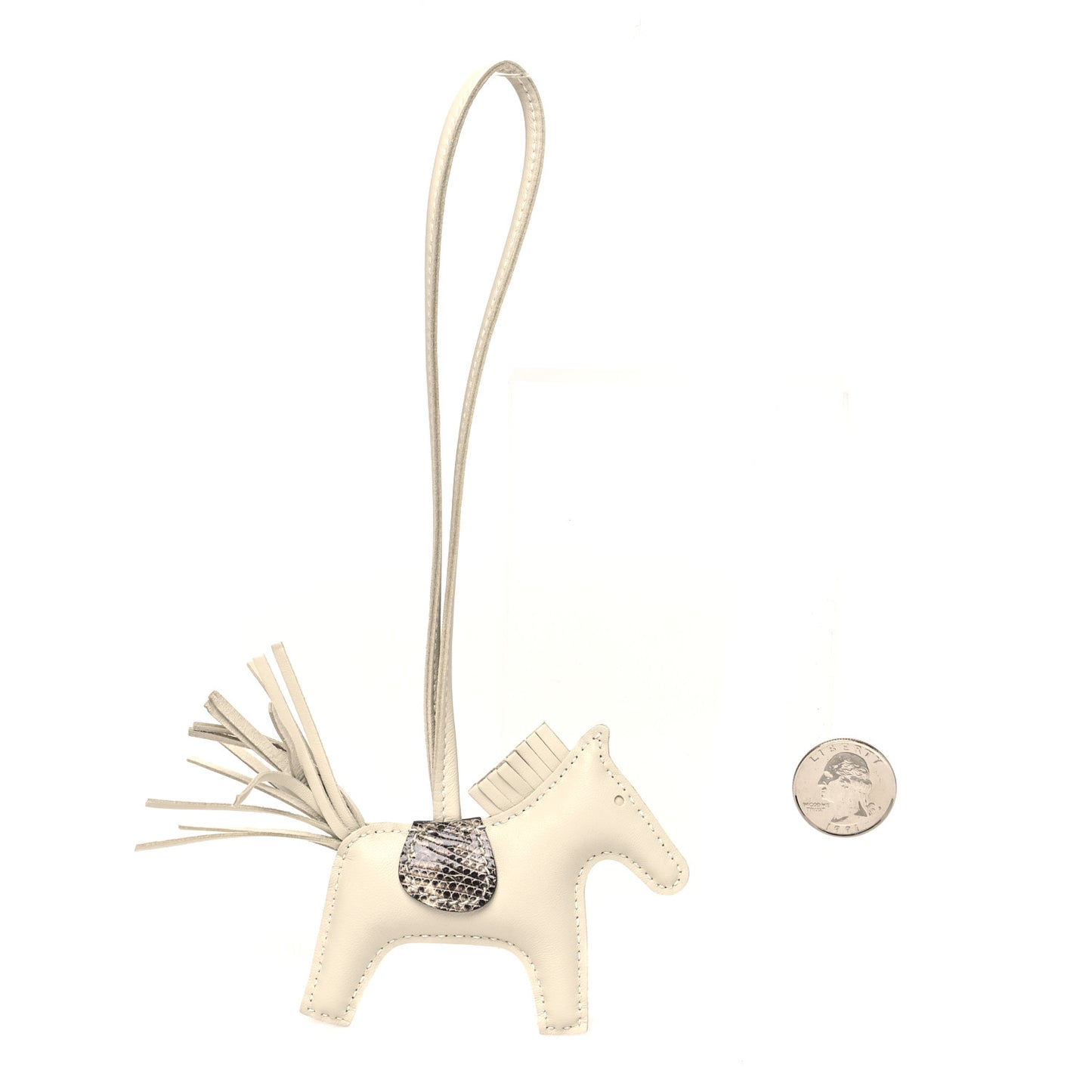 Milo Lambskin Lizard Grigri Rodeo Horse Bag Charm PM Beton Ombre