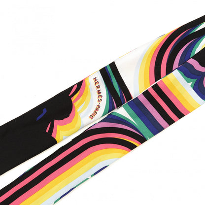 Hermes Silk Brides De Gala Shadow Twilly Black Jaune Multicolor 3 of 4