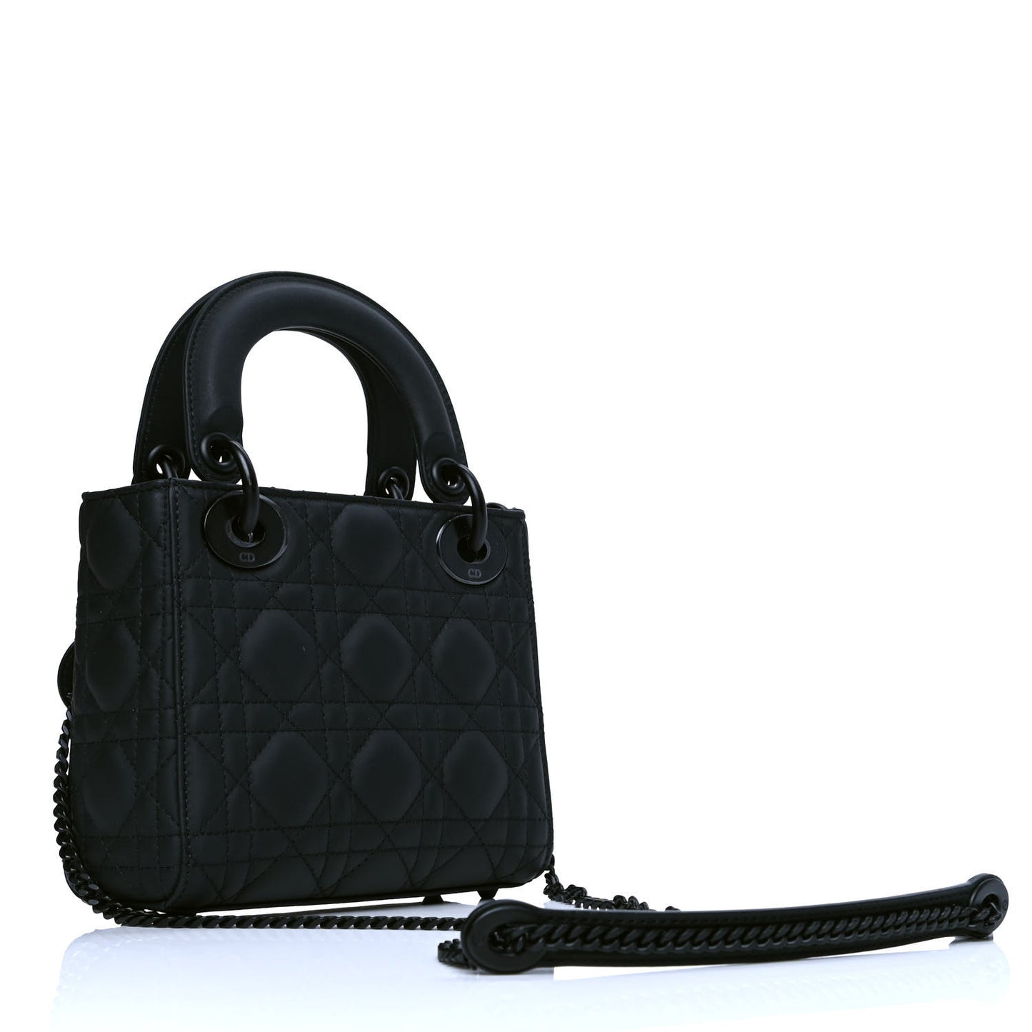 Ultra Matte Calfskin Cannage Mini Lady Dior Black