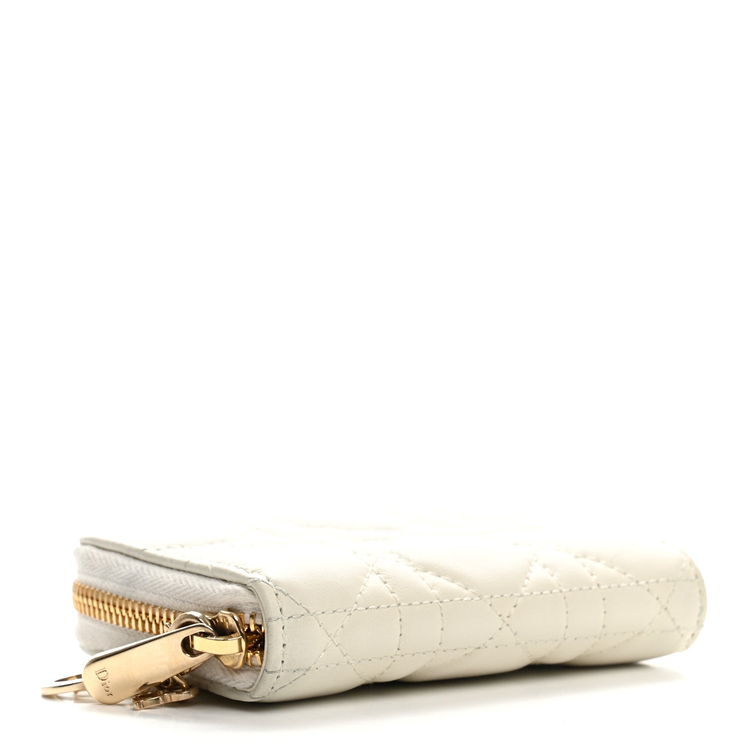 Christian Dior Calfskin Cannage Small Lady Dior Voyageur Coin Purse White 4 of 8