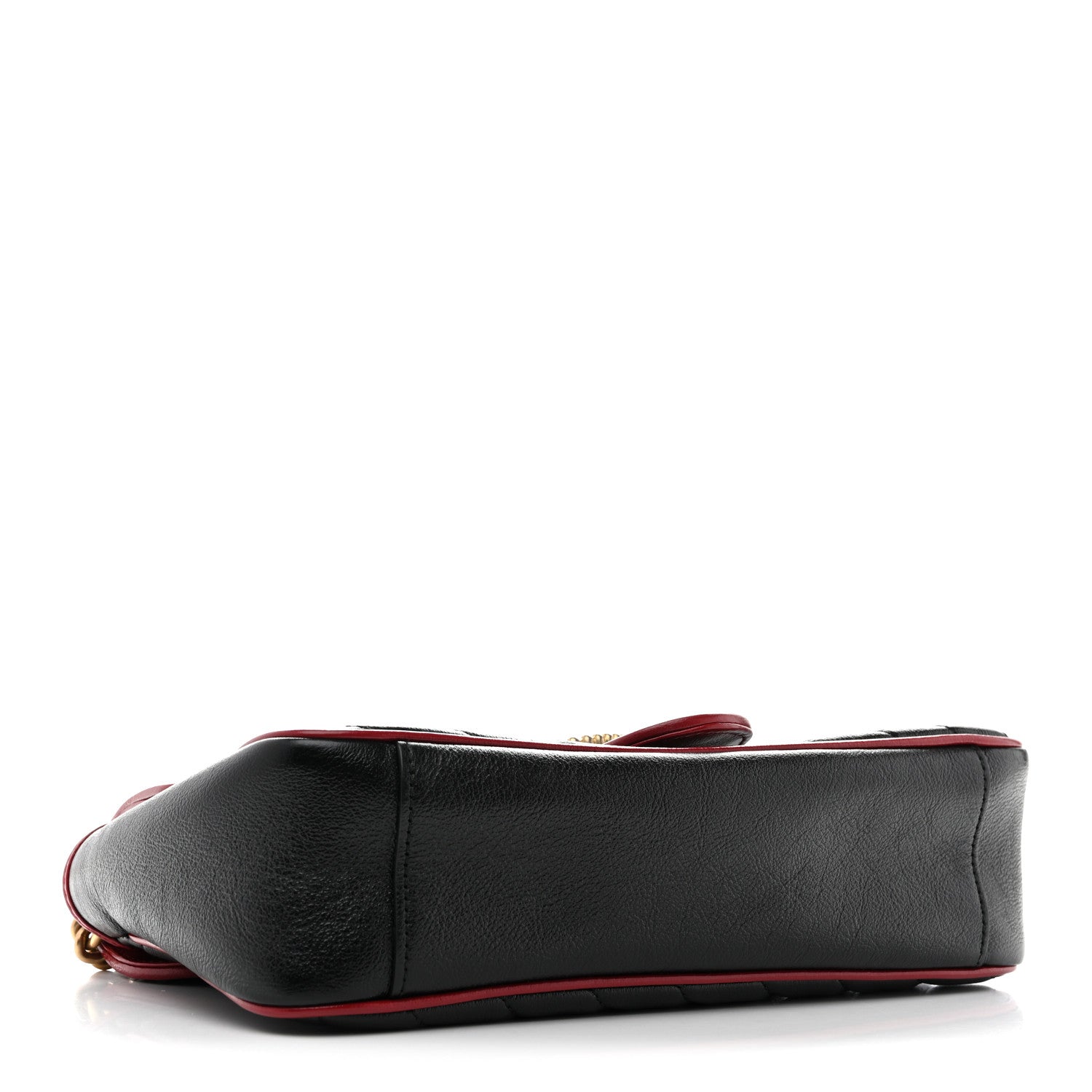 Gucci Vintage Effect Calfskin Matelasse Diagonal Small Torchon GG Marmont Shoulder Bag Black Romantic Cherry 4 of 11