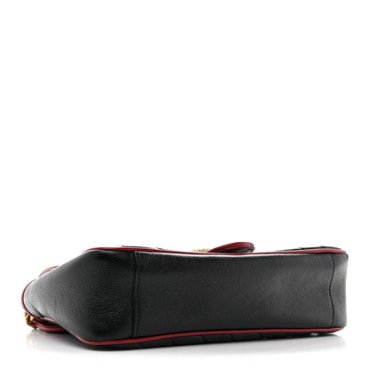 Gucci Vintage Effect Calfskin Matelasse Diagonal Small Torchon GG Marmont Shoulder Bag Black Romantic Cherry 4 of 11