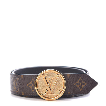 Louis Vuitton Calfskin Monogram 35mm LV Circle Reversible Belt 80 32 Black 1 of 7