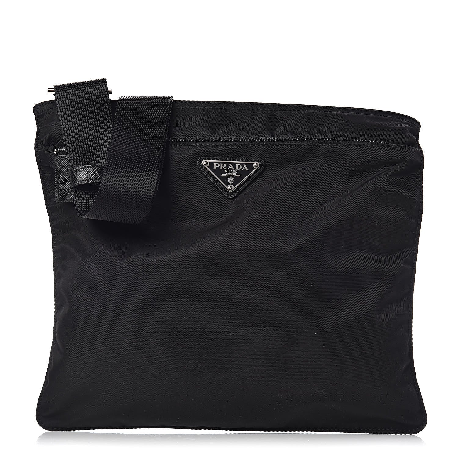 Prada Nylon Vela Flat Messenger Bag Black 1 of 9