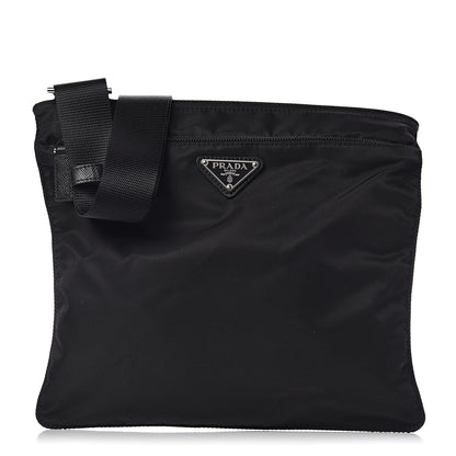 Prada Nylon Vela Flat Messenger Bag Black 1 of 9