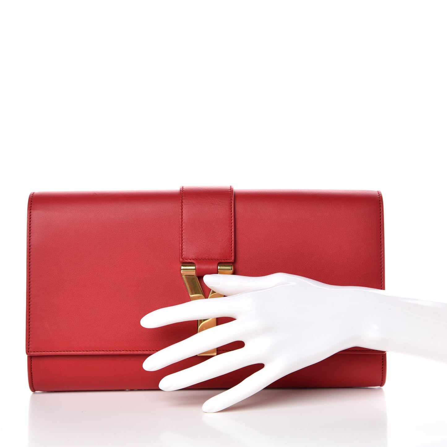 Calfskin Classic Y Ligne Clutch Red