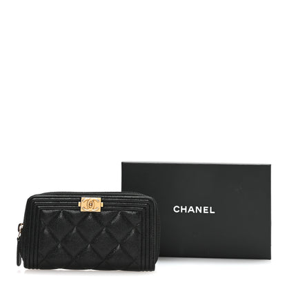 Chanel Caviar Quilted Small Boy Zip Around Wallet Black 9 of 10