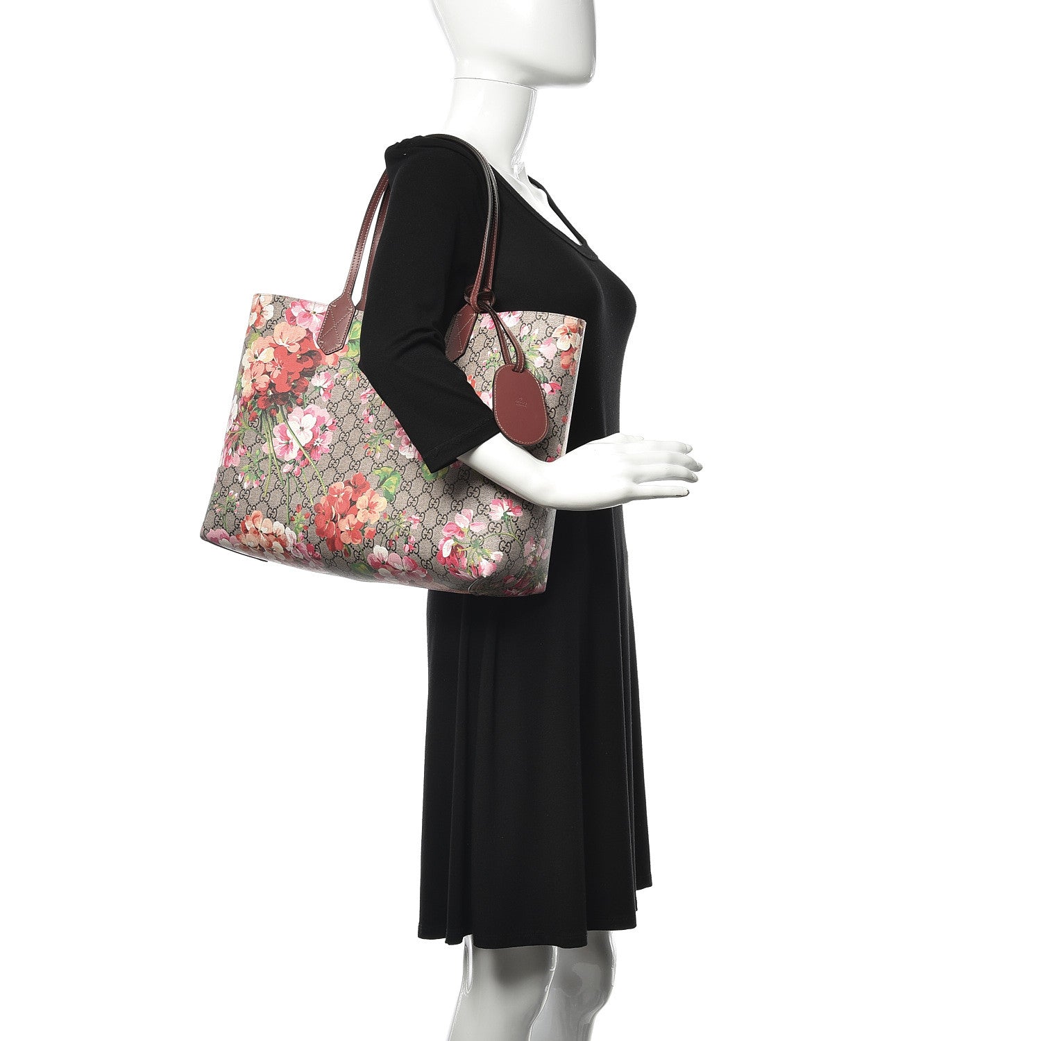Gucci GG Supreme Monogram Blooms Medium Reversible Tote Beige Multicolor Dry Rose 3 of 13