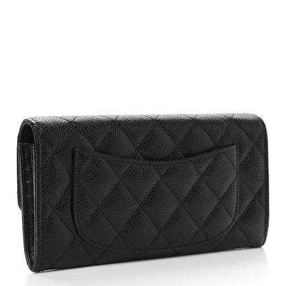Chanel Caviar Quilted Large Gusset Flap Wallet Black 3 of 8
