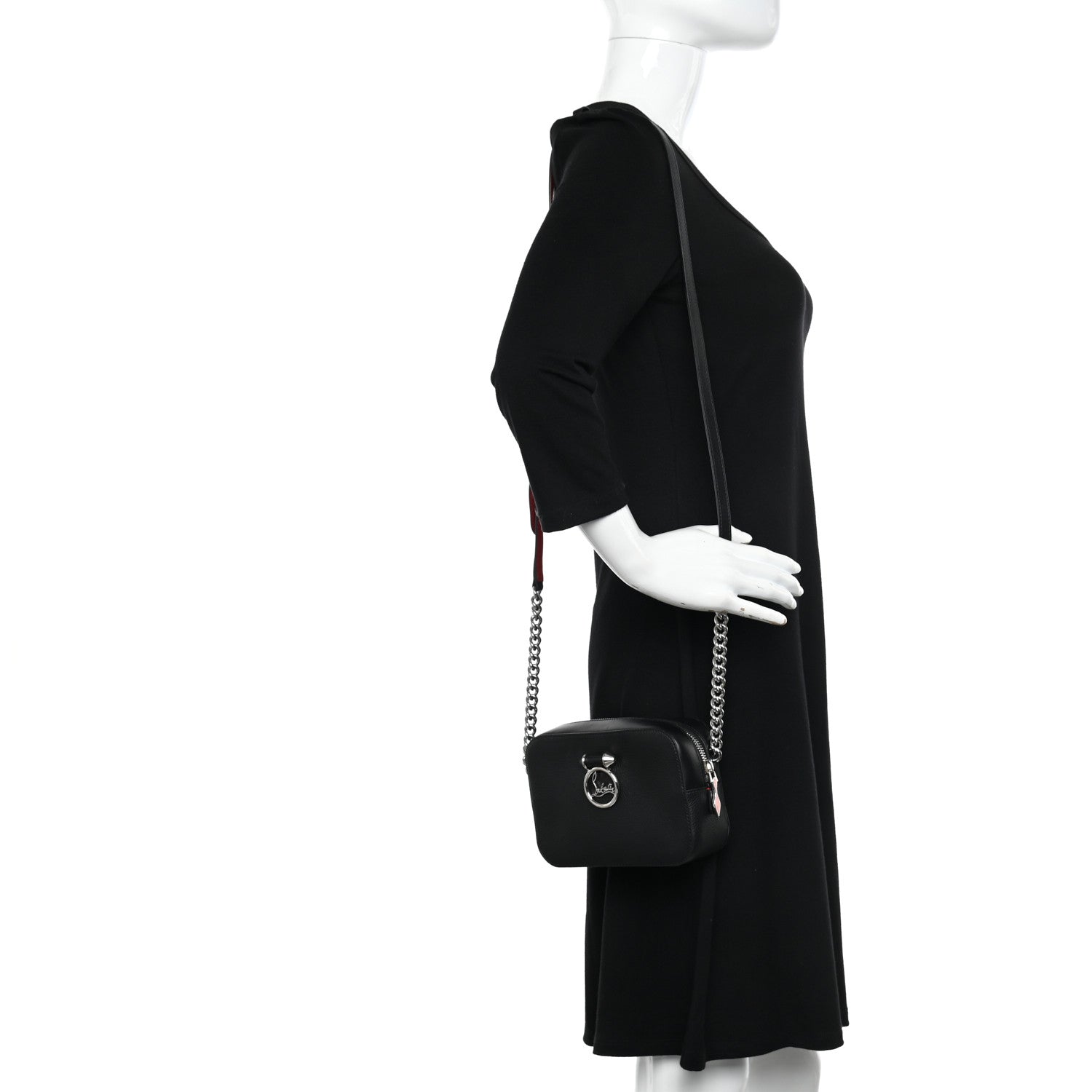 Christian Louboutin Empire Calfskin Mini Rubylou Crossbody Black Red 2 of 10