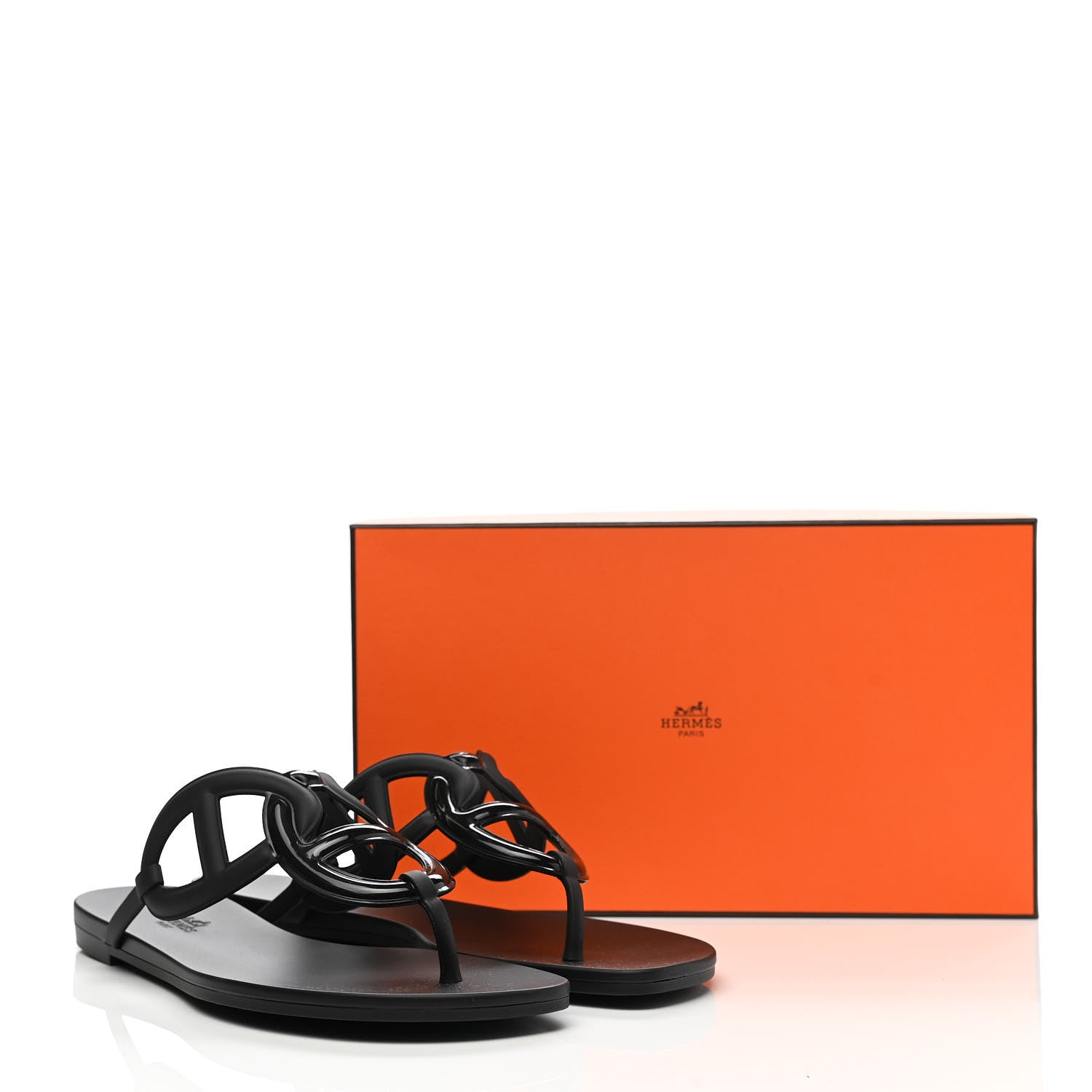 Hermes Rubber Womens Egerie Sandals 40 Black 9 of 9