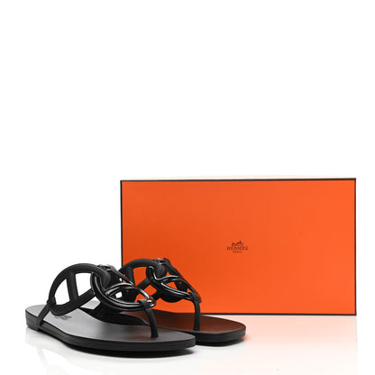 Hermes Rubber Womens Egerie Sandals 40 Black 9 of 9
