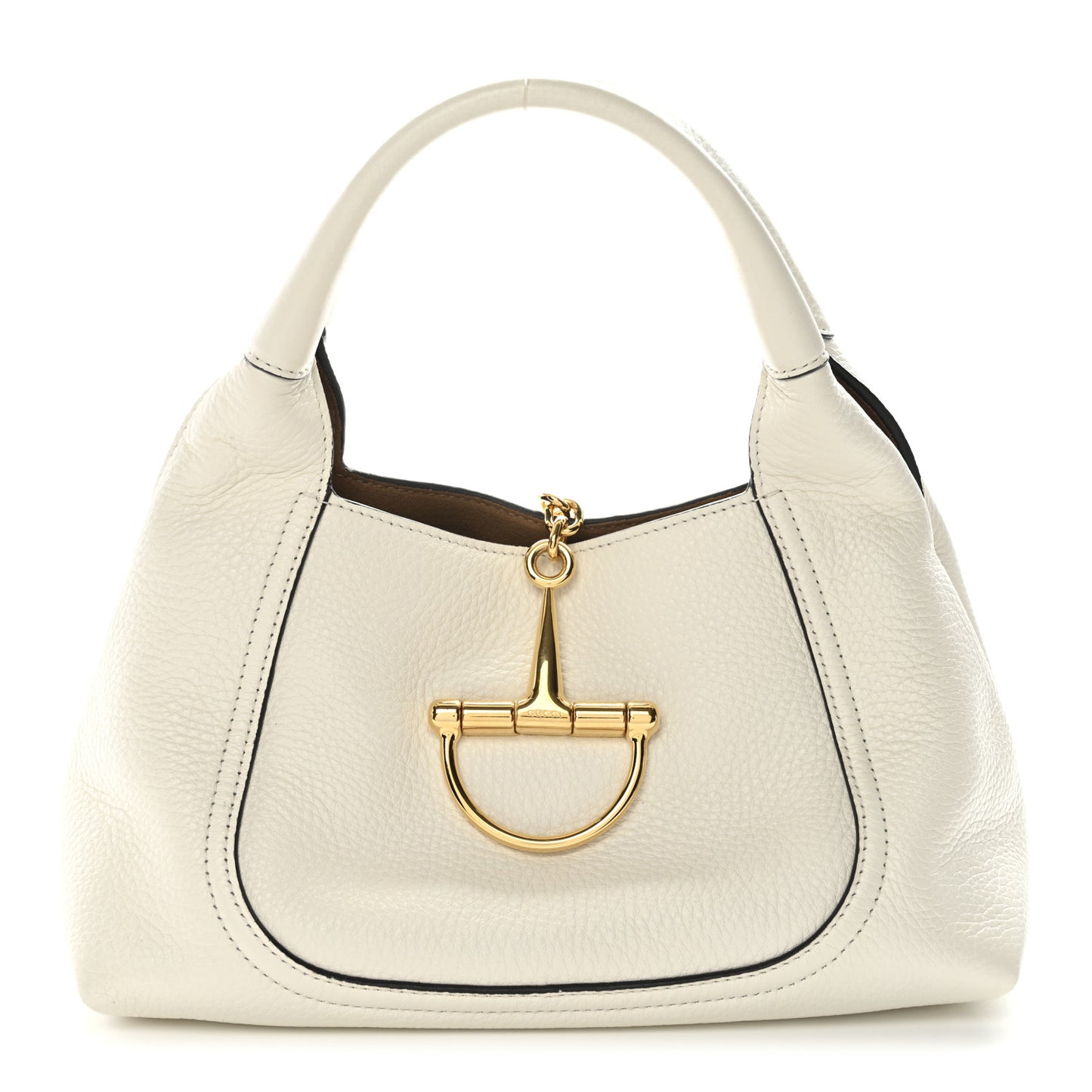 Grained Calfskin Softbit Medium Shoulder Bag White
