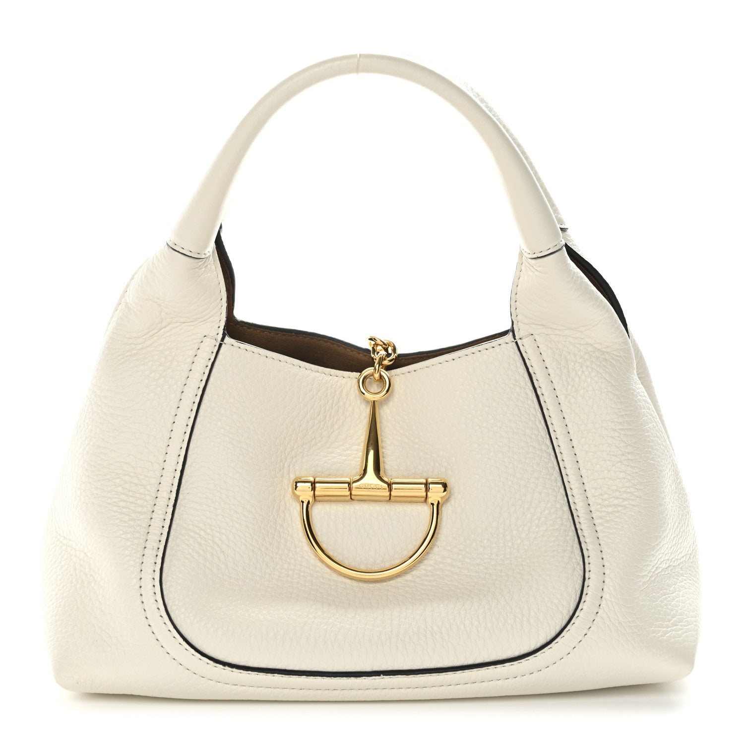 Gucci Grained Calfskin Softbit Medium Shoulder Bag White 1 of 9