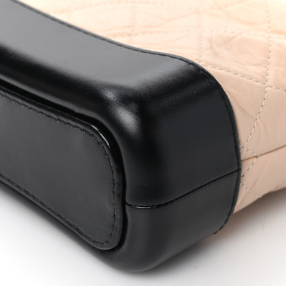 Chanel Aged Calfskin Quilted Small Gabrielle Hobo Beige Black 8 of 8