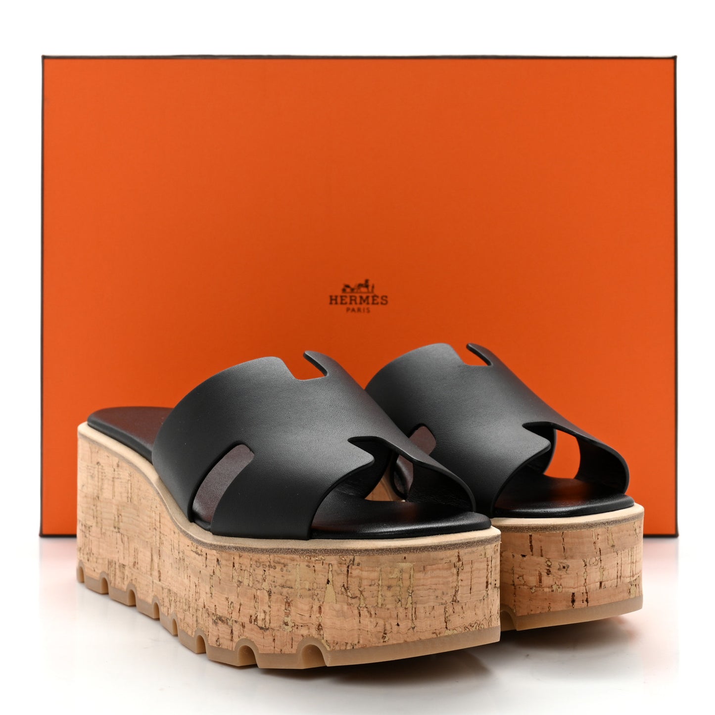 Calfskin Cork Eze 30 Sandals 37 Black