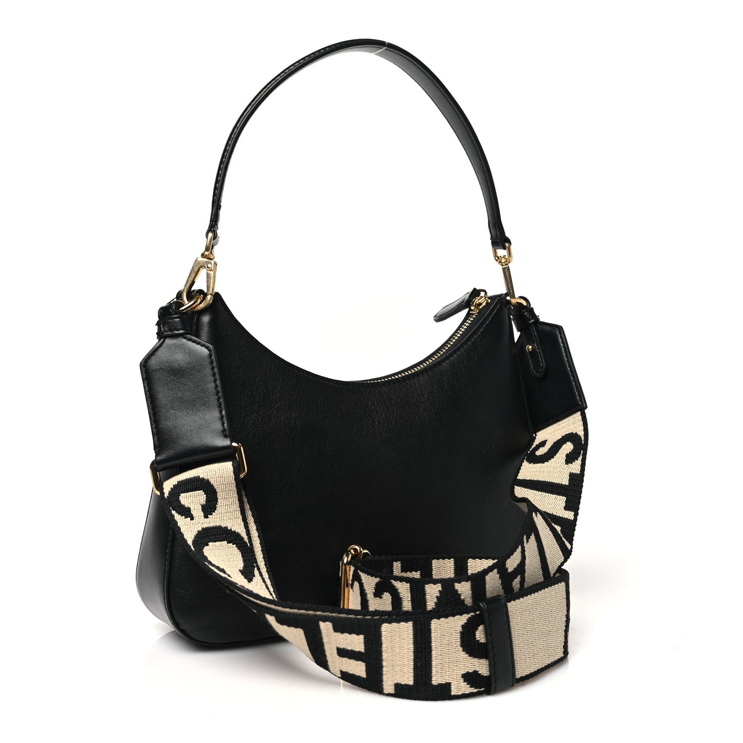 Eco Alter Nappa Perforated Logo Small Shoulder Bag Black
