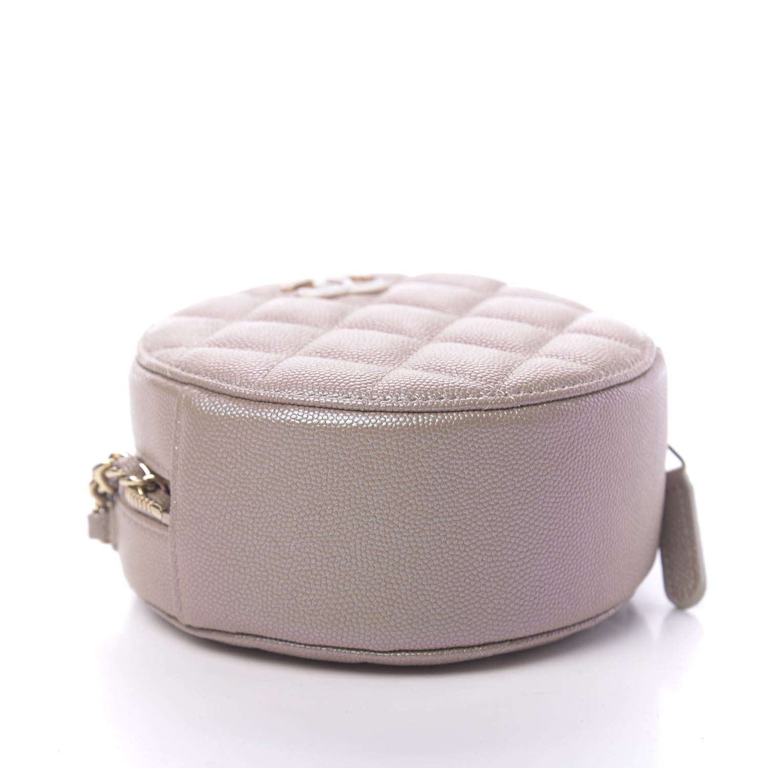 Chanel Iridescent Caviar Quilted Round Clutch With Chain Beige 8 of 11