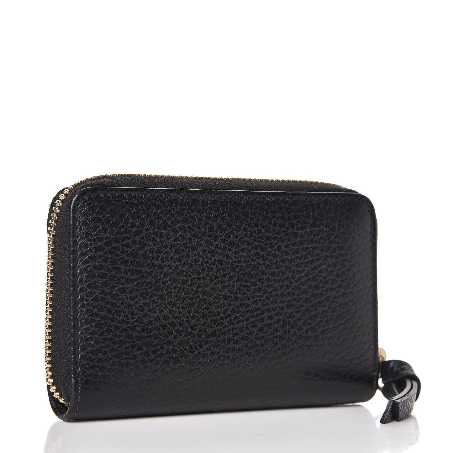 Dollar Calfskin Swing Zip Around Card Case Black