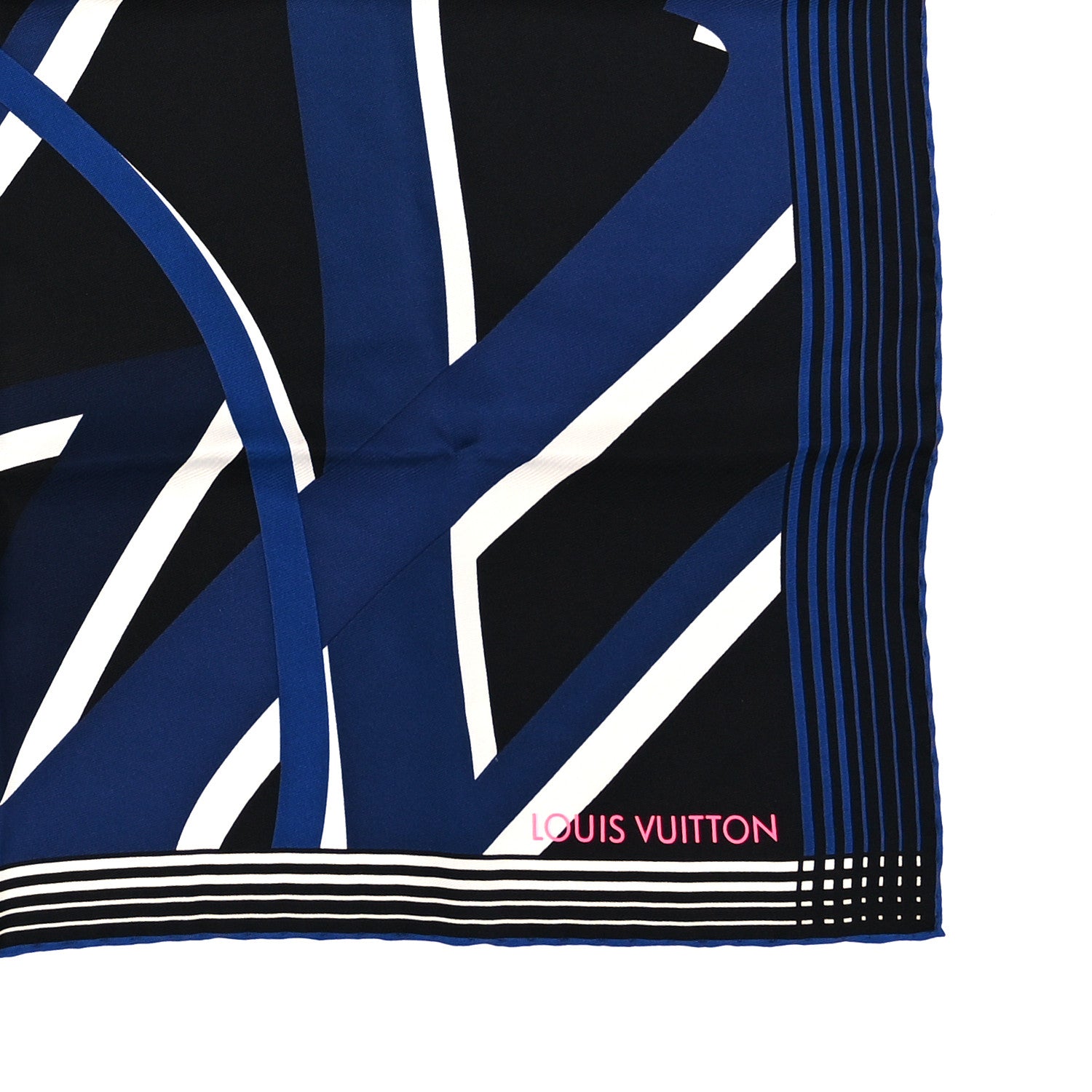 Louis Vuitton Silk LV Monogram Square Scarf Navy Black 3 of 3