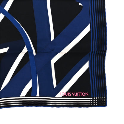 Louis Vuitton Silk LV Monogram Square Scarf Navy Black 3 of 3