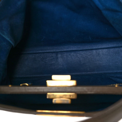 Fendi Vitello Morgan Shiny Nappa Large Peekaboo Iconic Satchel Foresta Blue 4 of 15