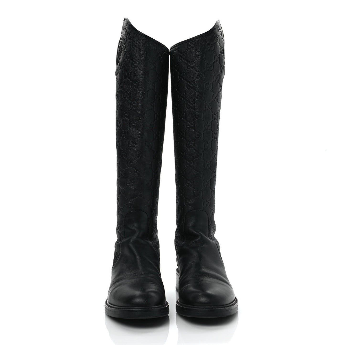 Guccissima Calfskin Miro Soft Knee High Riding Boots 38 Black