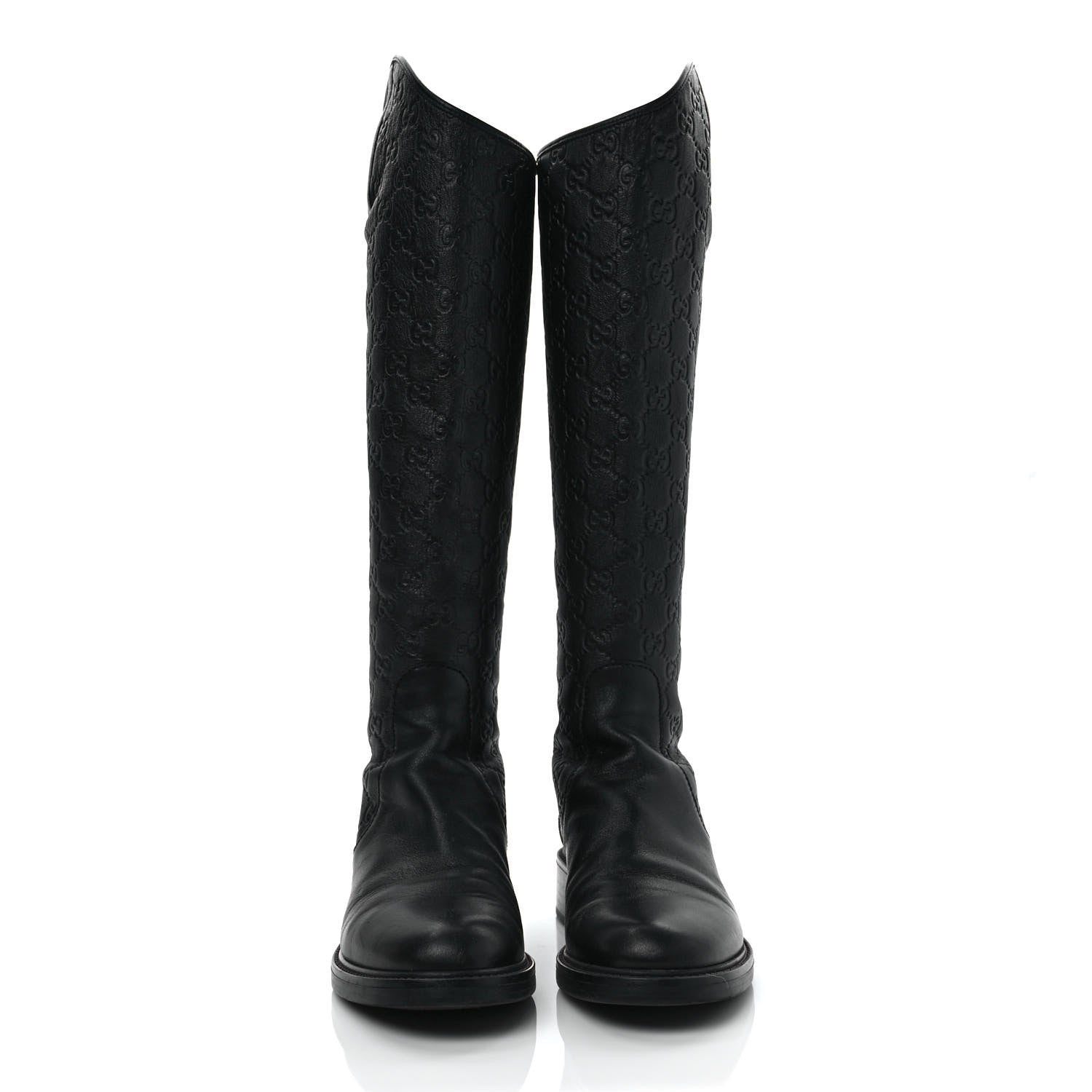 Gucci Guccissima Calfskin Miro Soft Knee High Riding Boots 38 Black 2 of 10