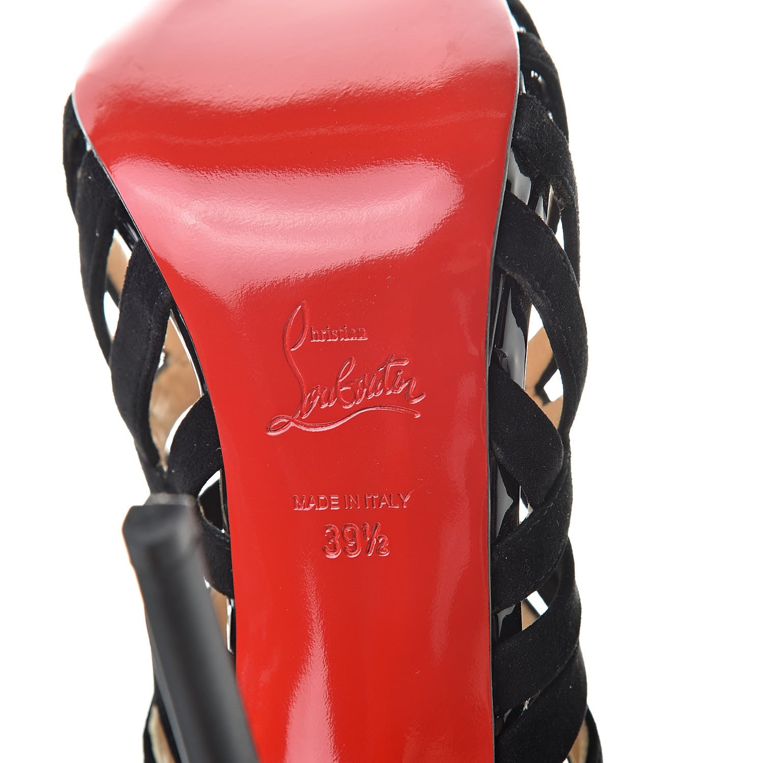 Christian Louboutin Suede Calfskin Patent Karina 120 Booties 39.5 Black 7 of 8