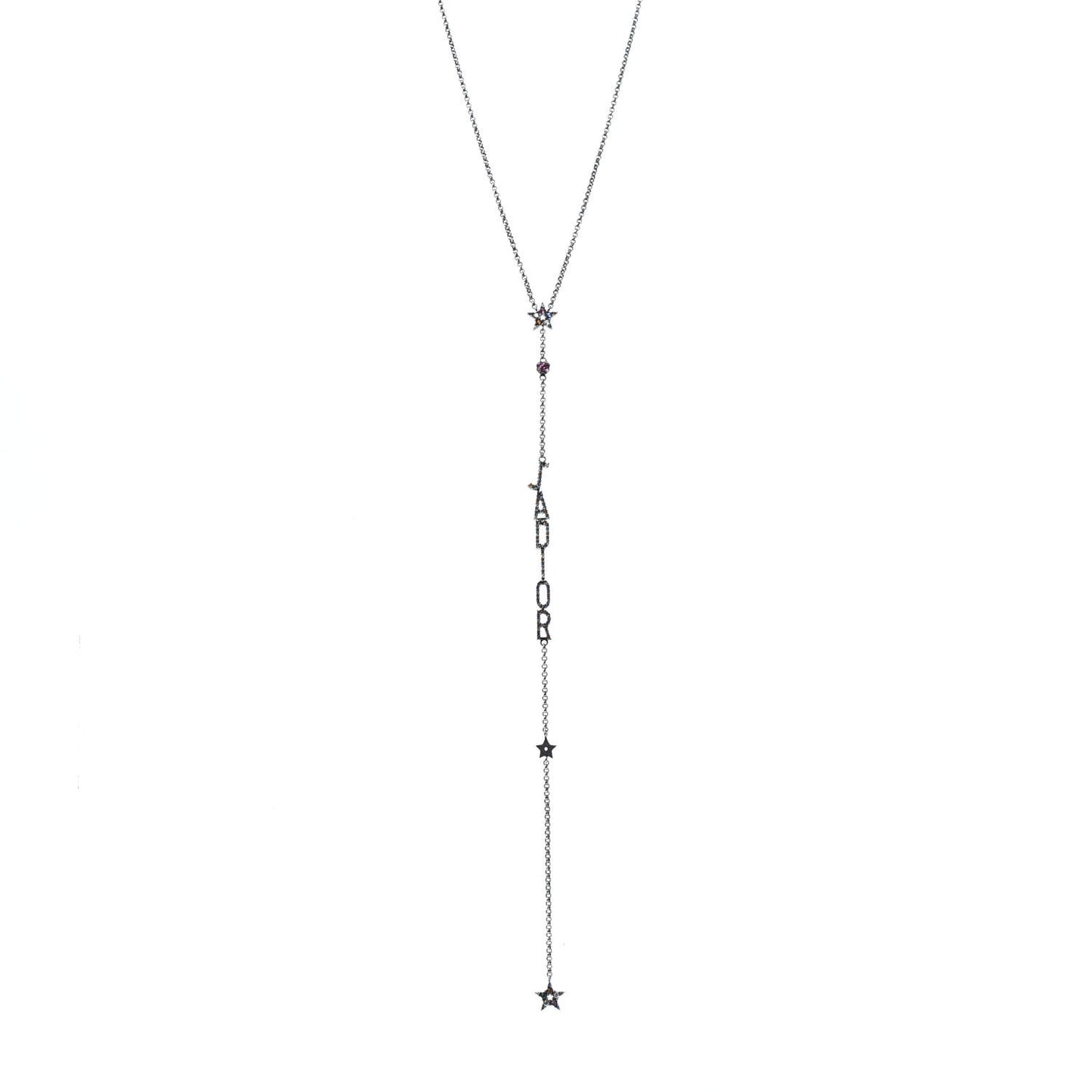 Palladium Crystal Star J'Adior Long Necklace Multicolor