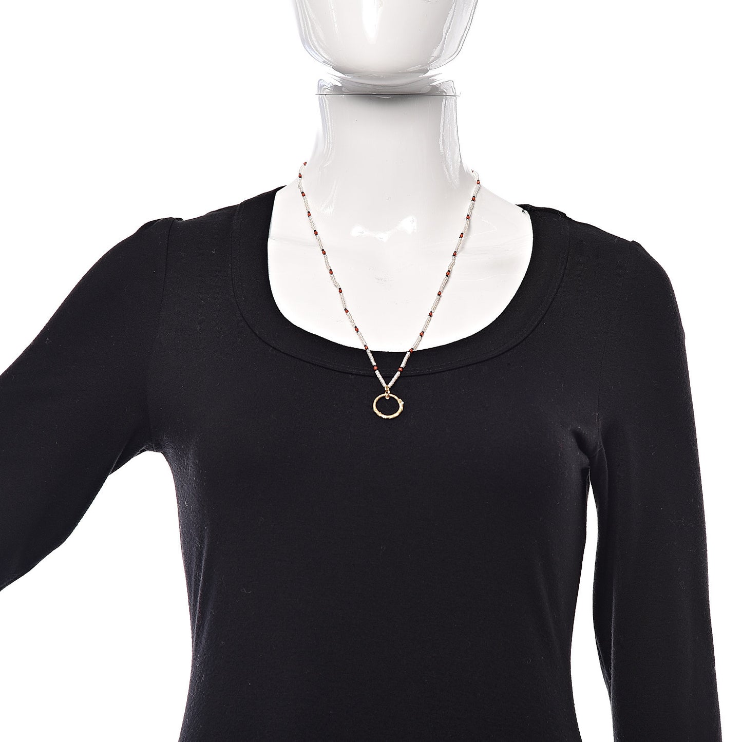 18K Yellow Gold Coral Black Onyx Freshwater Pearl Turquoise Ouroboros Pendant Necklace