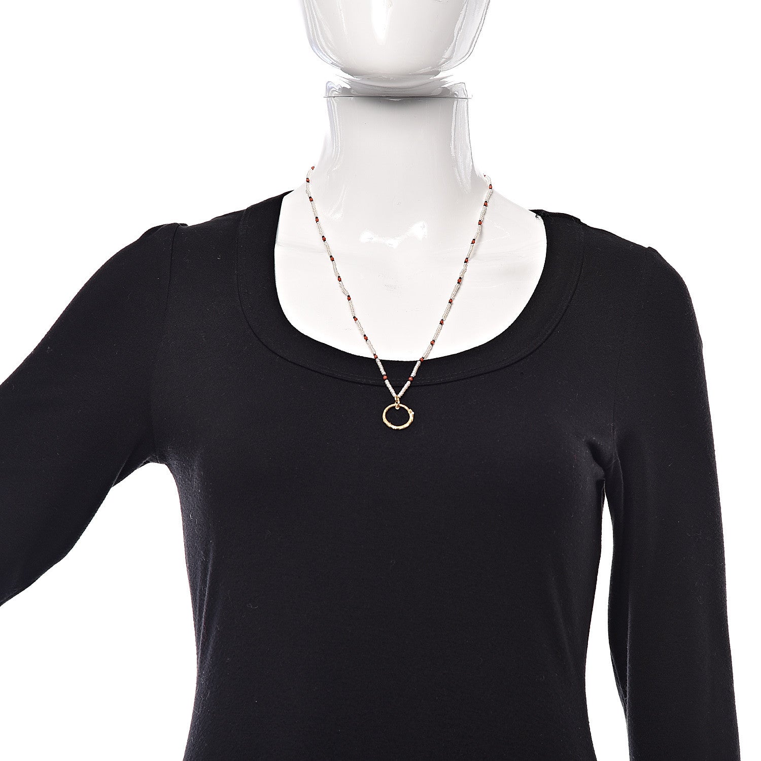 Gucci 18K Yellow Gold Coral Black Onyx Freshwater Pearl Turquoise Ouroboros Pendant Necklace 2 of 4