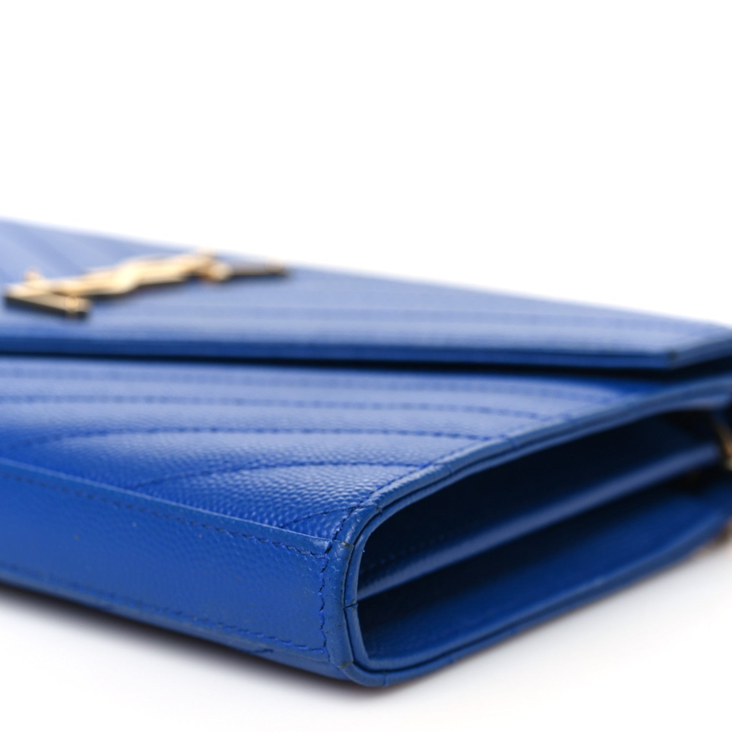 Saint Laurent Grain De Poudre Matelasse Chevron Monogram Chain Wallet Blue Majorelle 11 of 11