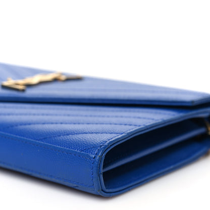 Saint Laurent Grain De Poudre Matelasse Chevron Monogram Chain Wallet Blue Majorelle 11 of 11