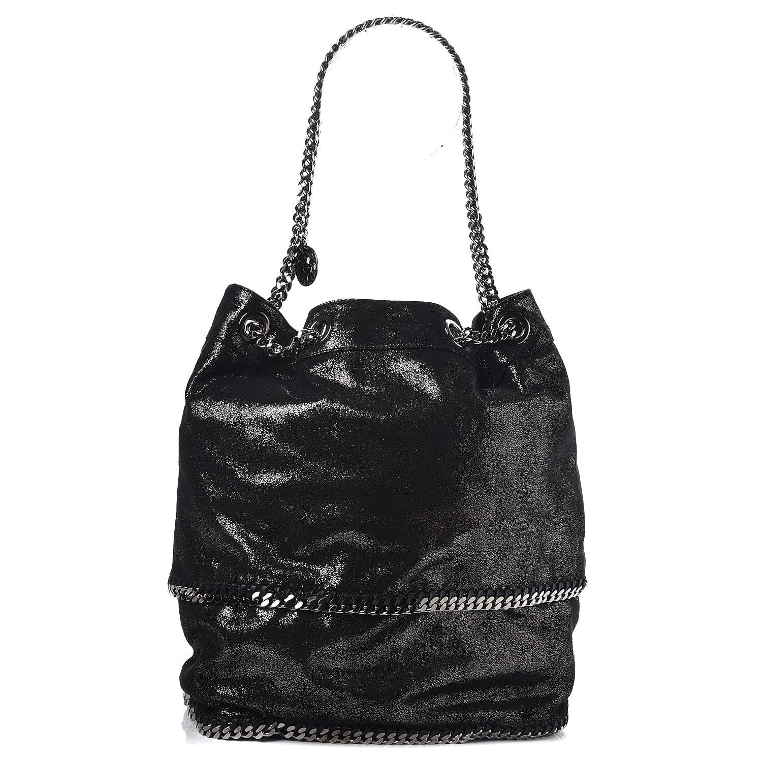 Stella McCartney Chamois Shiny Dotted Large Falabella Bucket Bag Ruthenium 1 of 6