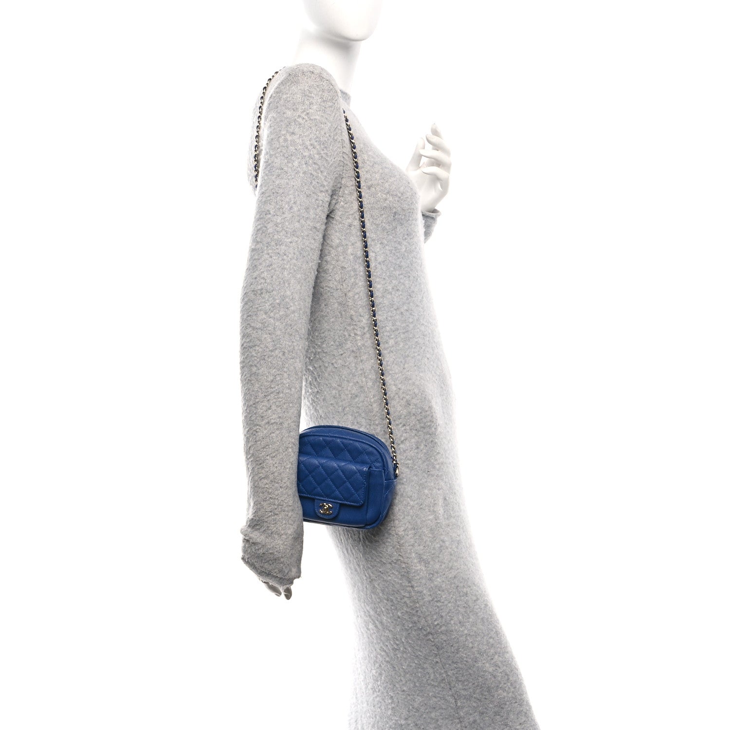 Chanel Caviar Quilted CC Day Camera Case Blue 2 of 10