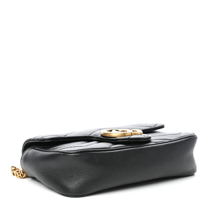 Gucci Calfskin Matelasse Super Mini GG Marmont Shoulder Bag Black 4 of 9