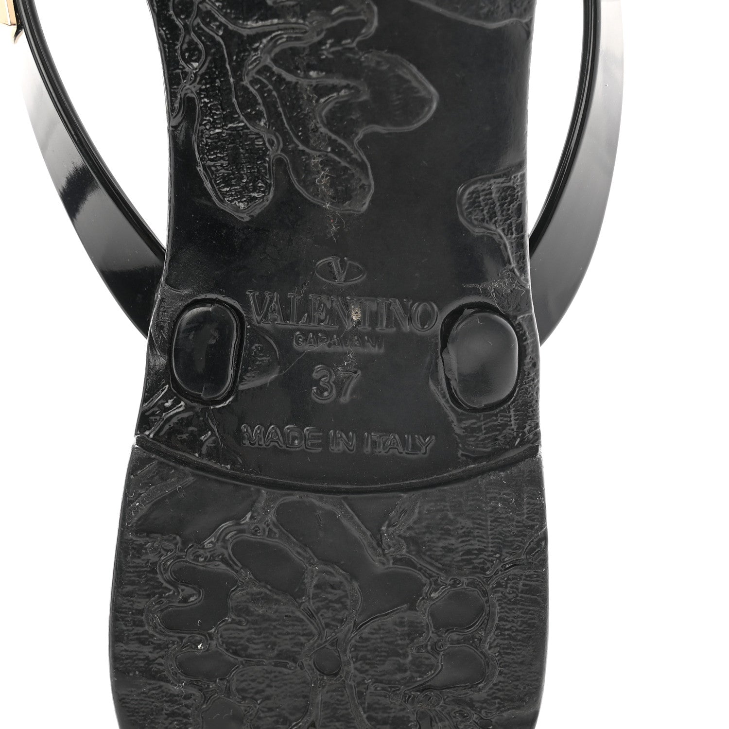 Valentino Garavani PVC Jelly Rockstud Bow Thong Sandals 37 Black 7 of 8