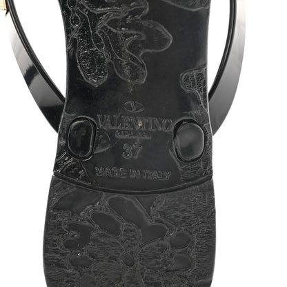 Valentino Garavani PVC Jelly Rockstud Bow Thong Sandals 37 Black 7 of 8