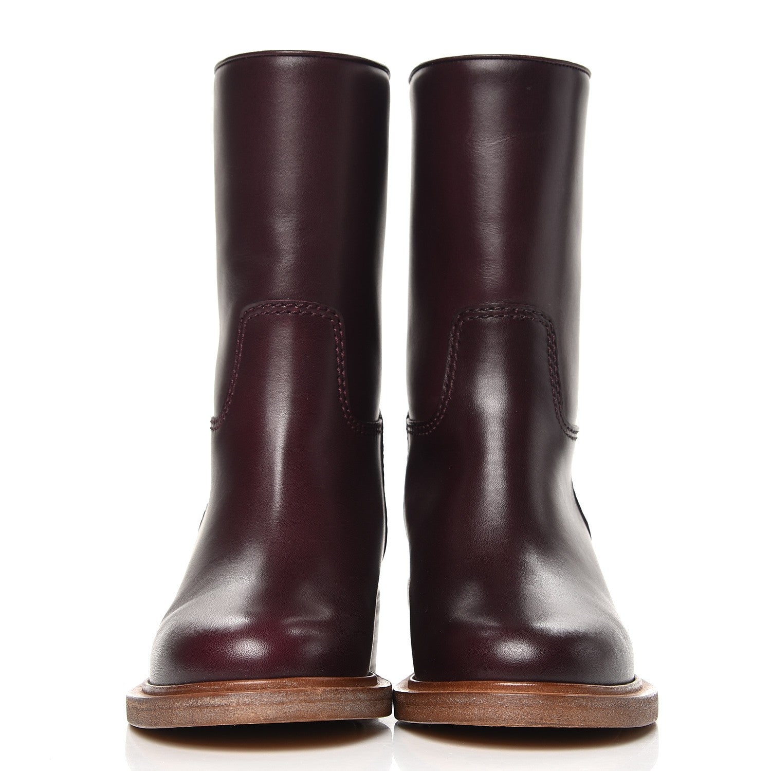 Chanel Calfskin CC Short Boots 37 Burgundy 3 of 11