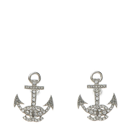 Chanel Crystal CC Anchor Earrings Silver 1 of 5